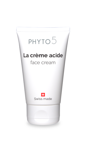 Phyto 5 La Gamme Suisse. La crème acide, correcteur de pH rétablit le pH naturel de votre peau.
